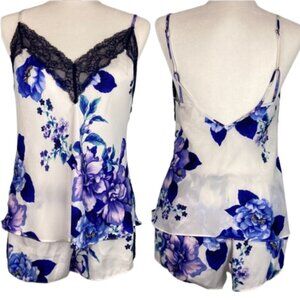 Linea Donatella Sz M Anthea Lace-Trim Camisole Top and Shorts Pajama Set